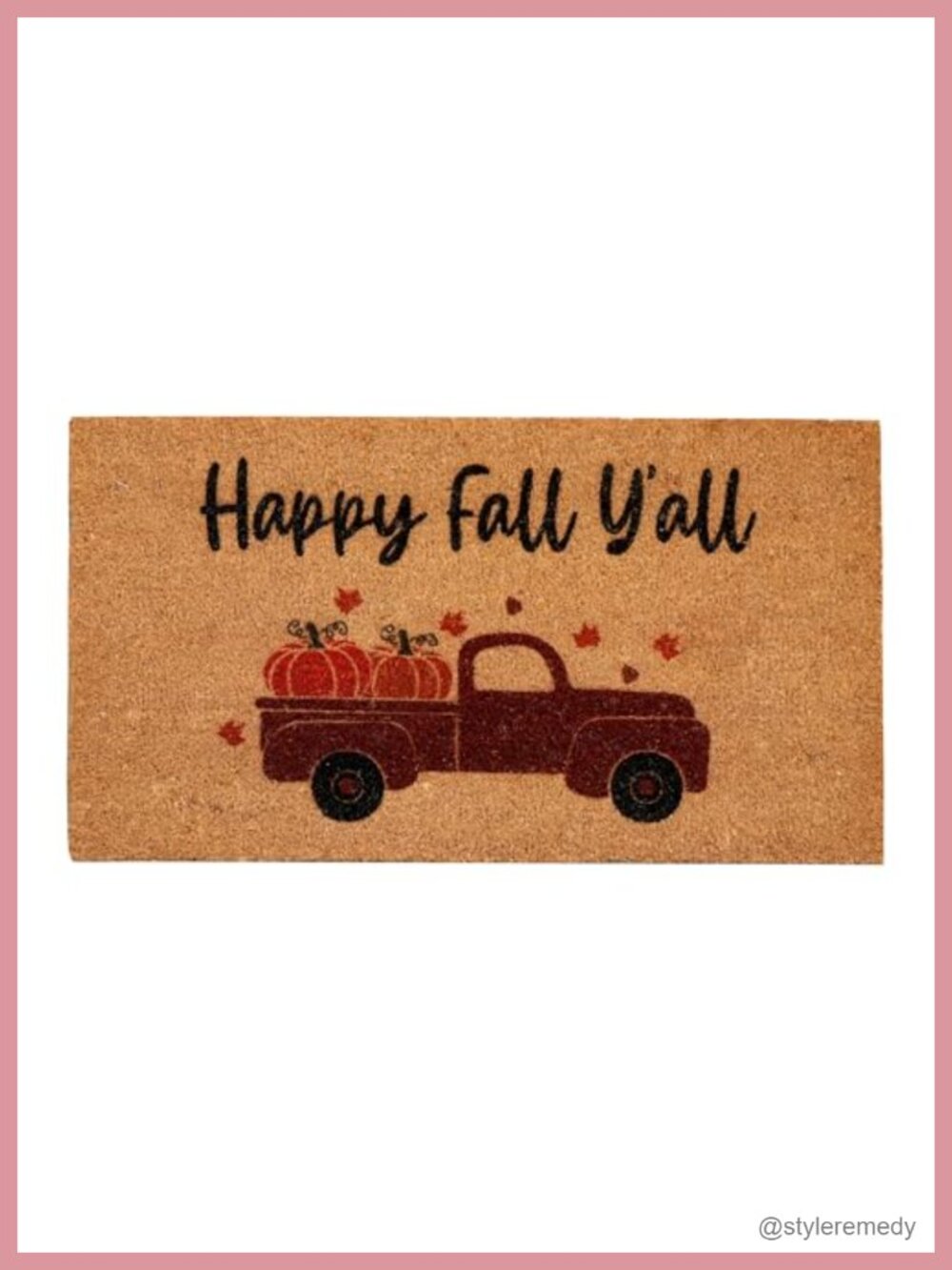 Coir Fall Door Mat Happy Fall Y'all Truck Pumpkin 30x17 Non-Slip